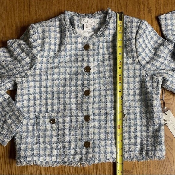 NWT Rachel Zoe Tweed Blue & Gold Blazer Size Large - Picture 7 of 8